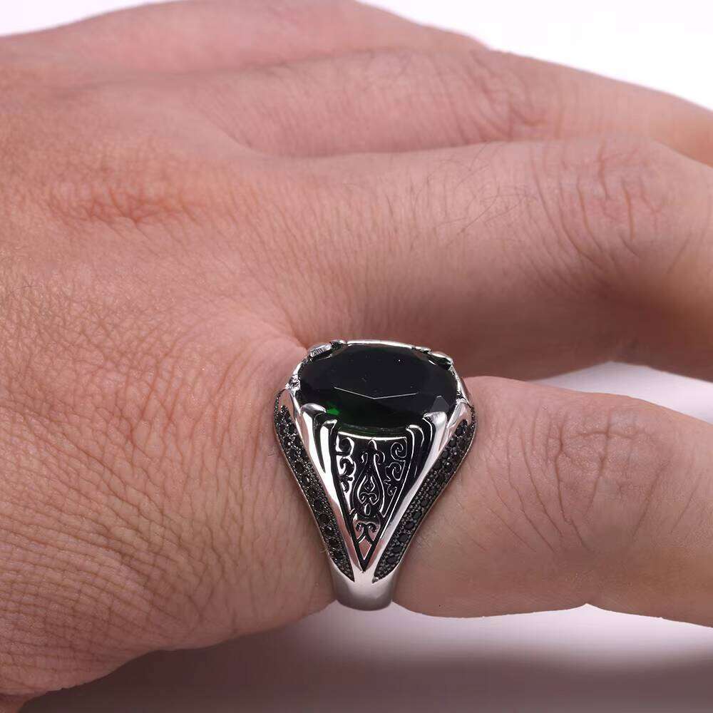 Sterling Jewelry Turkish Rings Sier Men Crystal Zircon Ring