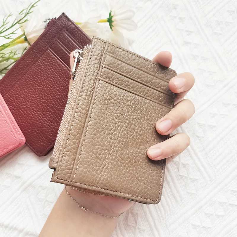 Custom Name Design Card Holder Fashion Zipper Genuine Leather Coin Purse Casual Wholesale Business Card Wallet For Women Z250527
