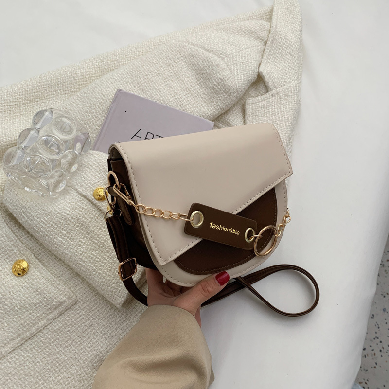Brand High Quality Style Single Shoulder Chain Crossbody Fashion Small and Autumn Color-Block Texture Fresh Trendy Women's Bag Free Delivery Desi