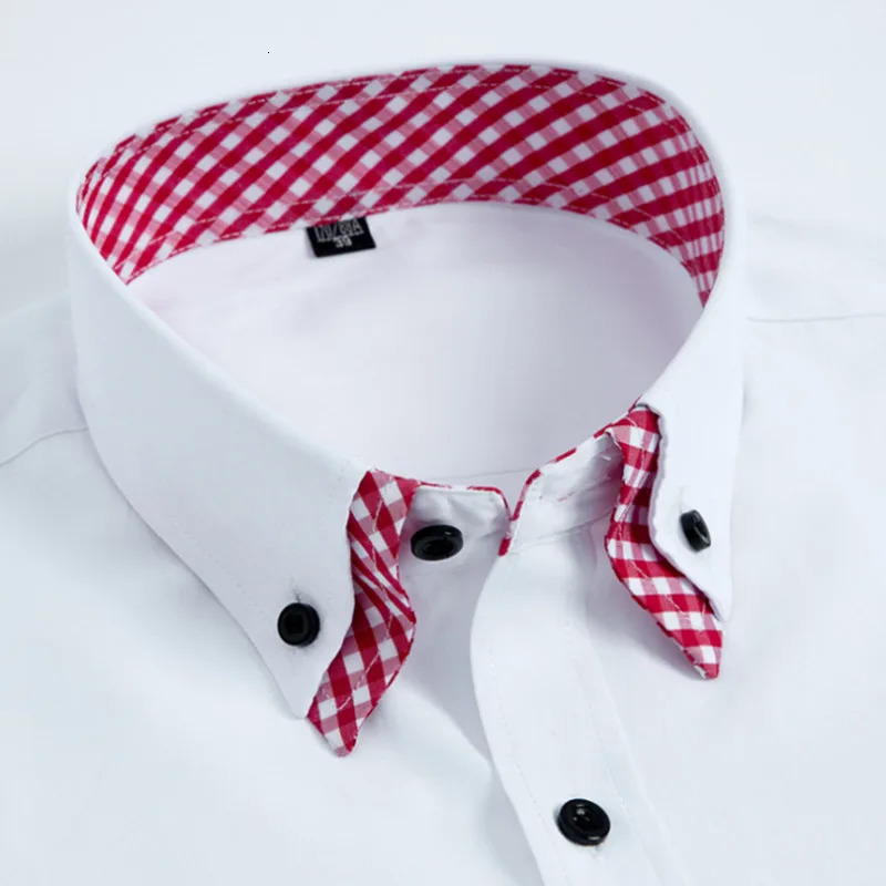 Men Shirt Double Collar Plaid French Cuff Mens Dress Shirts Social Fashion Slim Business Casual Formal Shirts 250526
