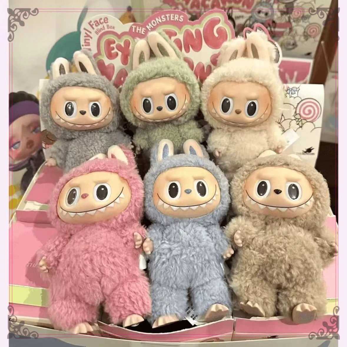 Monster Labs Blind Box Macron Series Vinyl Toy Animated Character Face Doll Mystery Surprise Keychain Brithday Gifts M250527