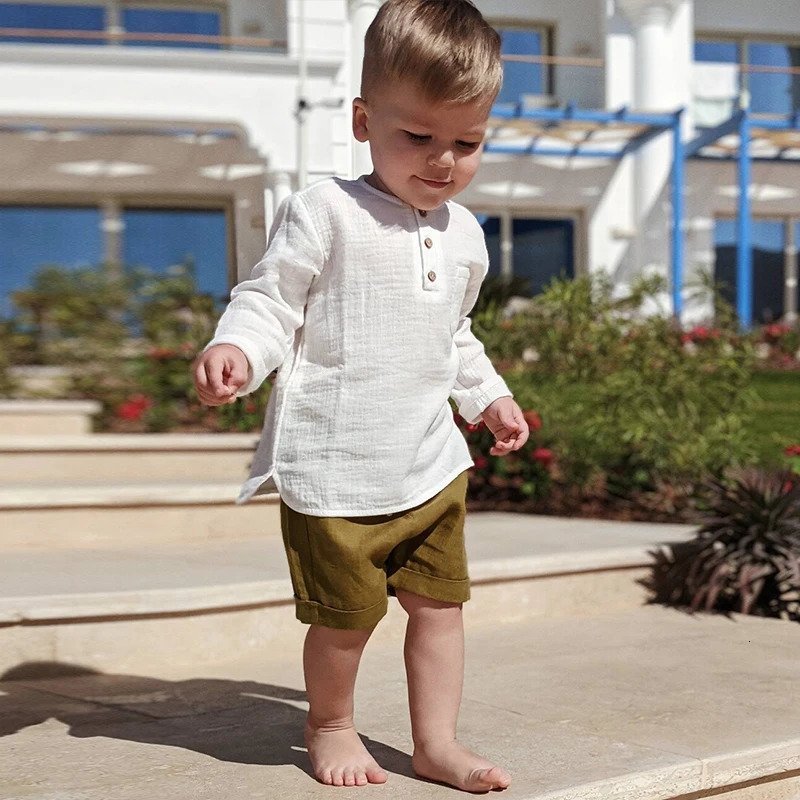 Retro Cotton Linen Drawstring Boys Shorts Summer Girls Comfortable Elastic Waist Loose Casual And Beach TZ420 250527