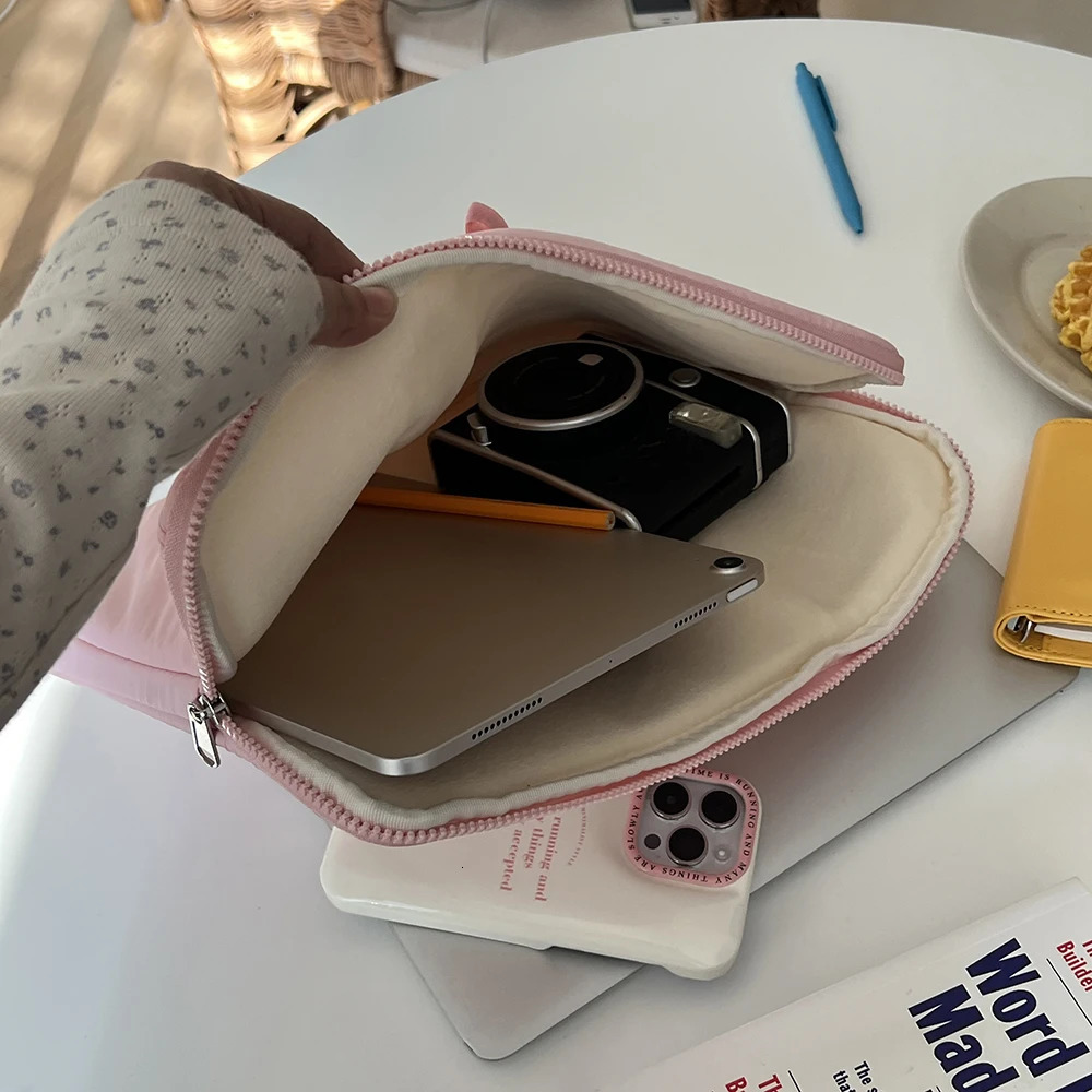 Cute Bow Laptop SLeeve Fluffy Padded Case For MACbook 13.3 13.6 14 15 15.6 16 Ipad 9-11 Inch Tablet Pouch 250526