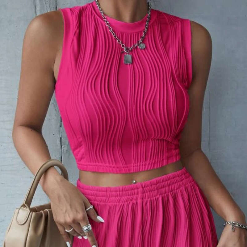 New 2025 Summer Women's OL Style Sleeveless Round Neck Slim Fit Tank Top