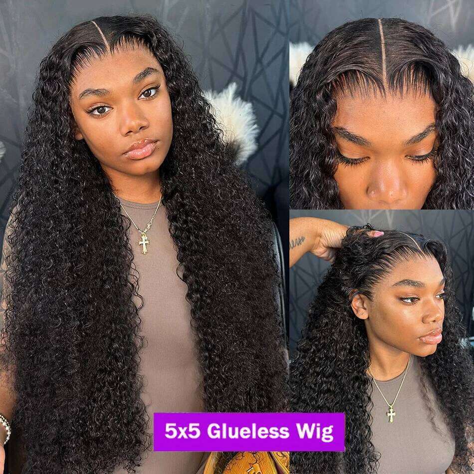 Mossily 250 Density 30 inch Curly Glueless 5x5 Ready to Wear Lace Closure Wig Pre Plucked Loose Deep Wave Human Hair Wigs