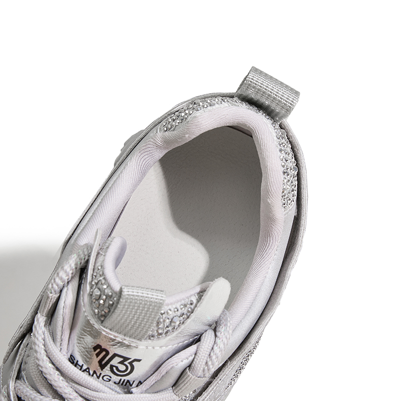 Designer Thick-Soled Dad Shoes for Women New Spring 2025 Water Diamond Fashion Insole Height-Increasing Women's Shoes Versatile Sports and Casual