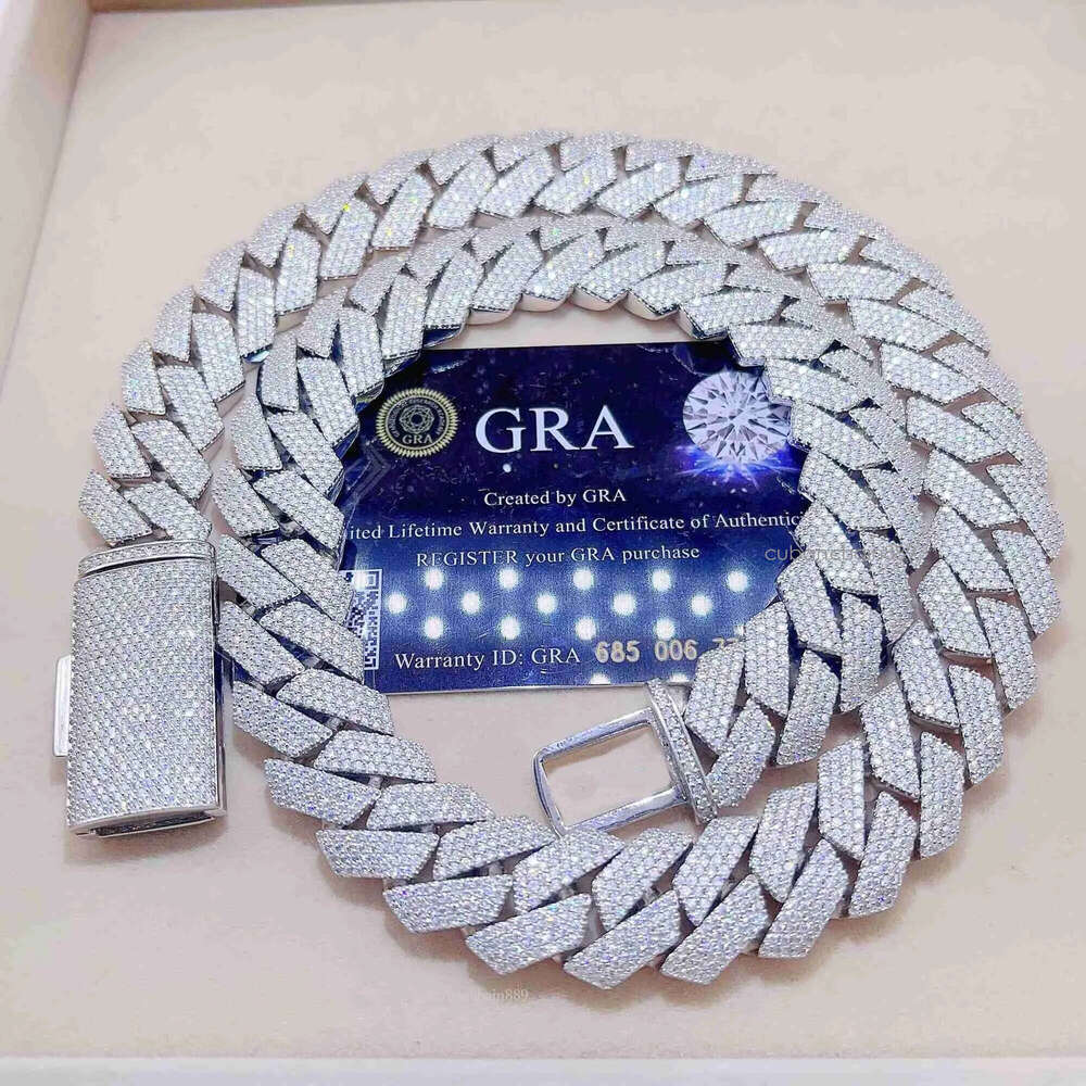 cuban link bracelet gold necklace 20mm Width 3 Row hop hip jewelry iced Out moissanite chain necklaces designer gift jewelery chains for men