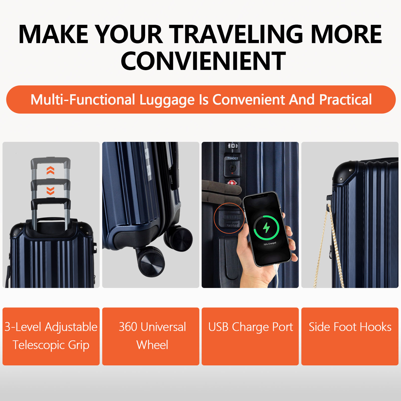 Expandable Carry On Suitcase 20in with TSA Lock - ABS Luggage w/ Corner Protectors for Business Travel & Personal Trips - Lightweight Durable Spinner 