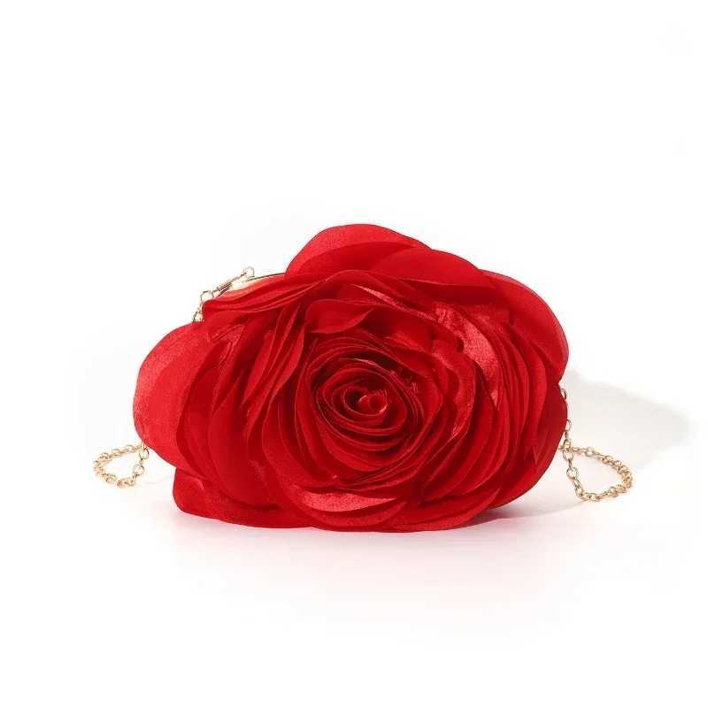 Sweet Coral Evening Bags Womens Multilayer Bridesmaids Satin 3D Floral Purse Wedding Clutches Nylon Fabric Soft Mini Handbags W250527