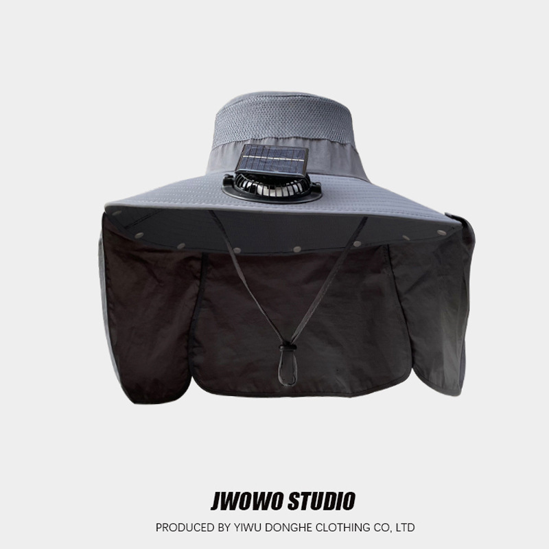 Solar Powered Fan Hat for Men, Summer Outdoor Fishing Hiking Hat with Wide Brim, Shawl Neck Protection, Sunshade Hat for Women