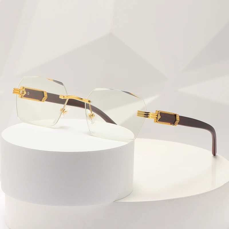 New Rimless Rectangle High Quality Sunglasses Women Men Brand Designer Clear Lens Eyewear UV400 Frameless Glasses Z250527