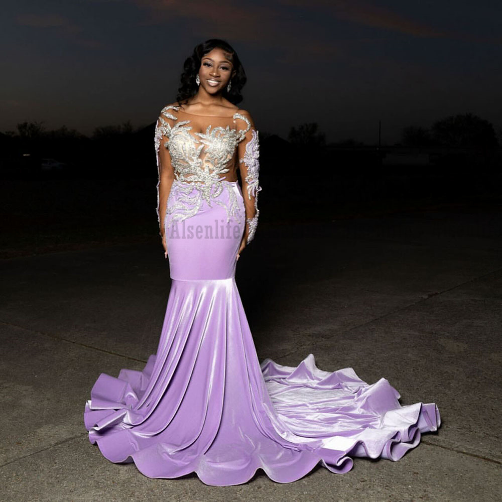 Sexy Purple Prom Dresses 2025 Luxury Appliqued Mermaid Party Gowns Formal Occasion Evening Dress Customized