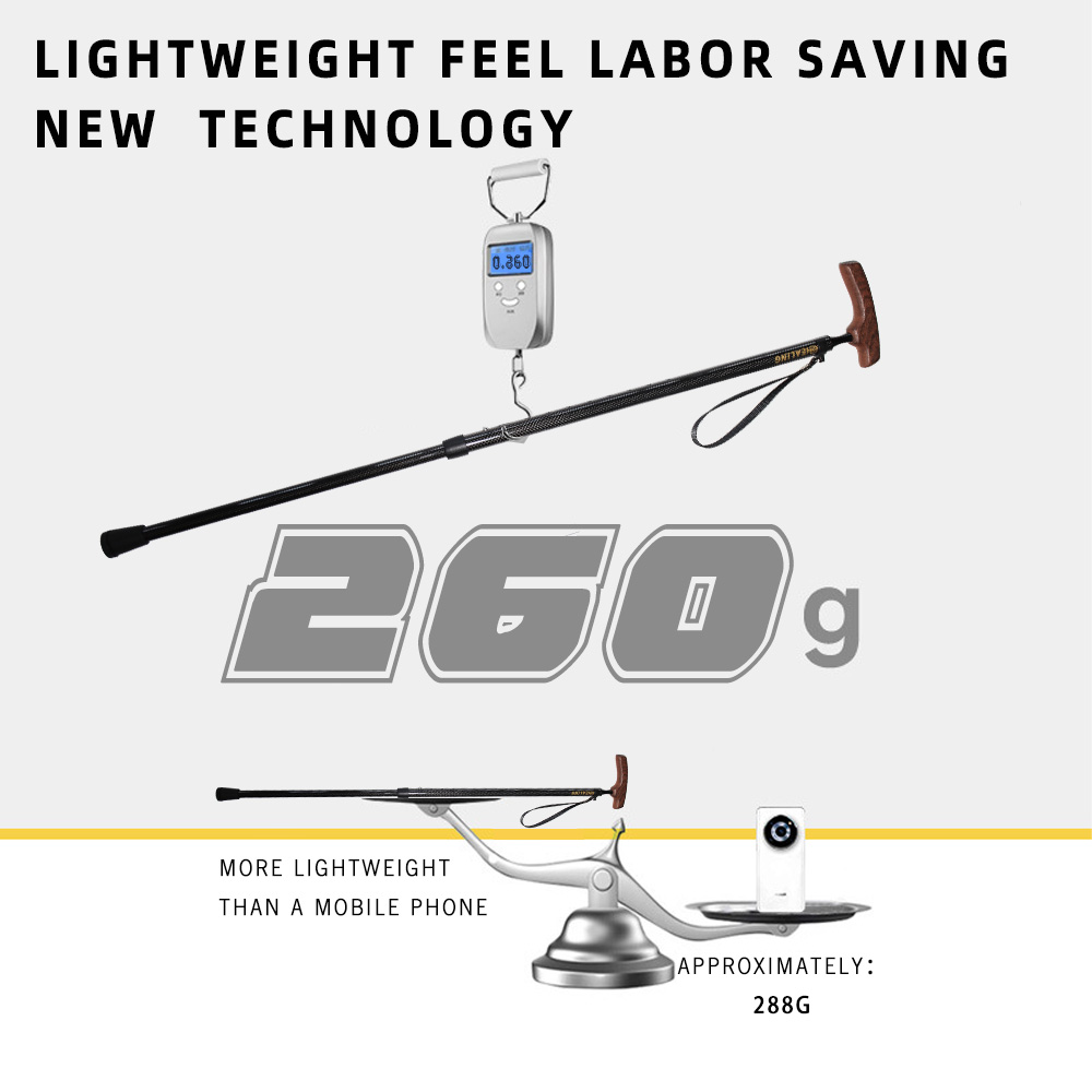 Tactile Adjusting Hiking Sticks Crafted from Premium Carbon Fibre w/ Secure Wooden Tips
