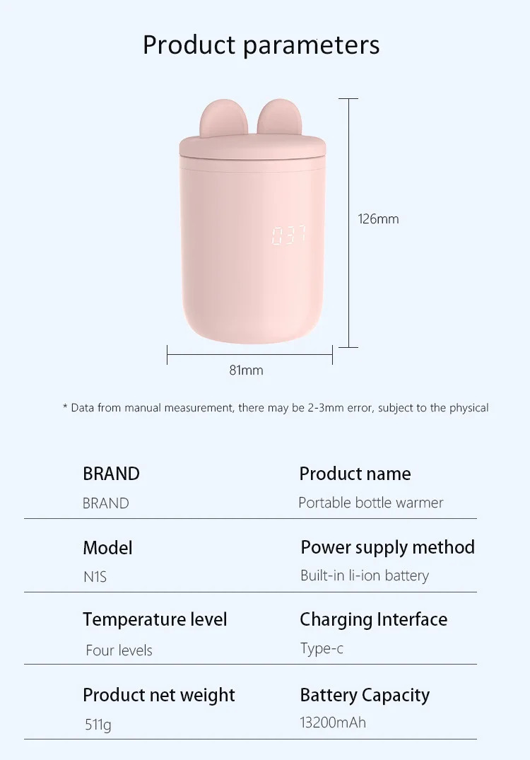 Portable Baby Bottle Warmer AllInOne USB Rechargeable Heater Wireless Milk Sterilizer with Circular Night Light 250527