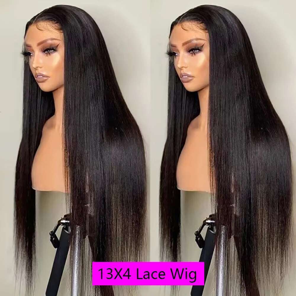 13x4 Hd Frontal Synthetic Lace Front Silky Long Straight for Women Black Wig Cap Fiber Glueless Hair Wigs