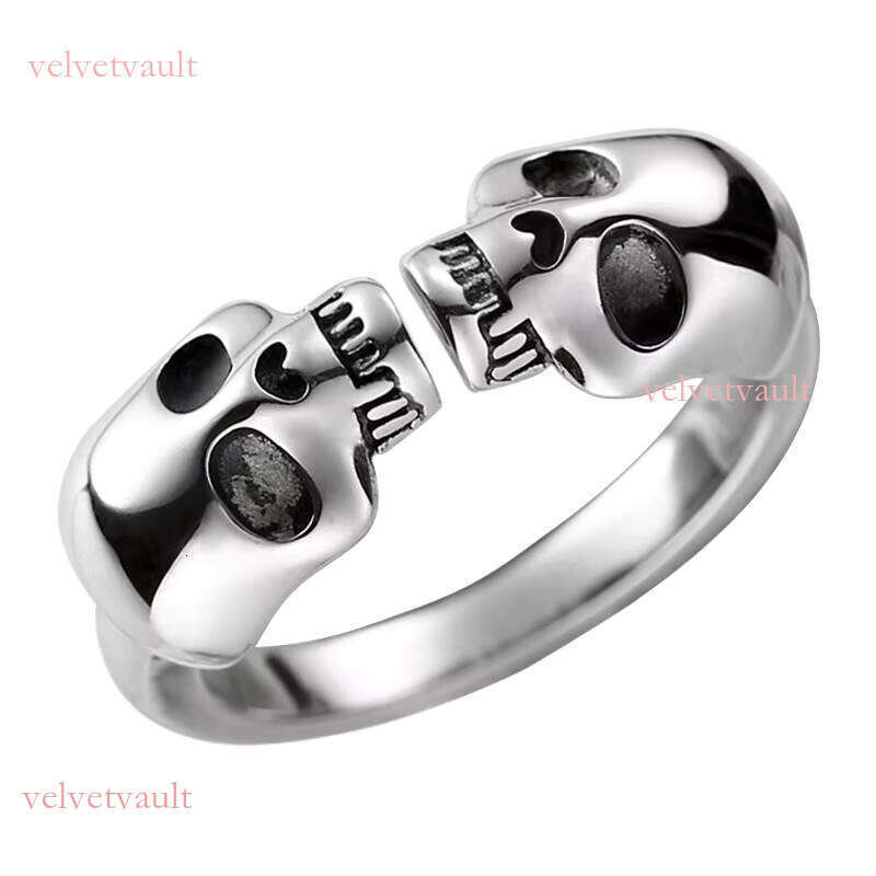 S Sterling Sier Men's and Women's Retro Skeleton Skull Simple Open Ring Jewelry