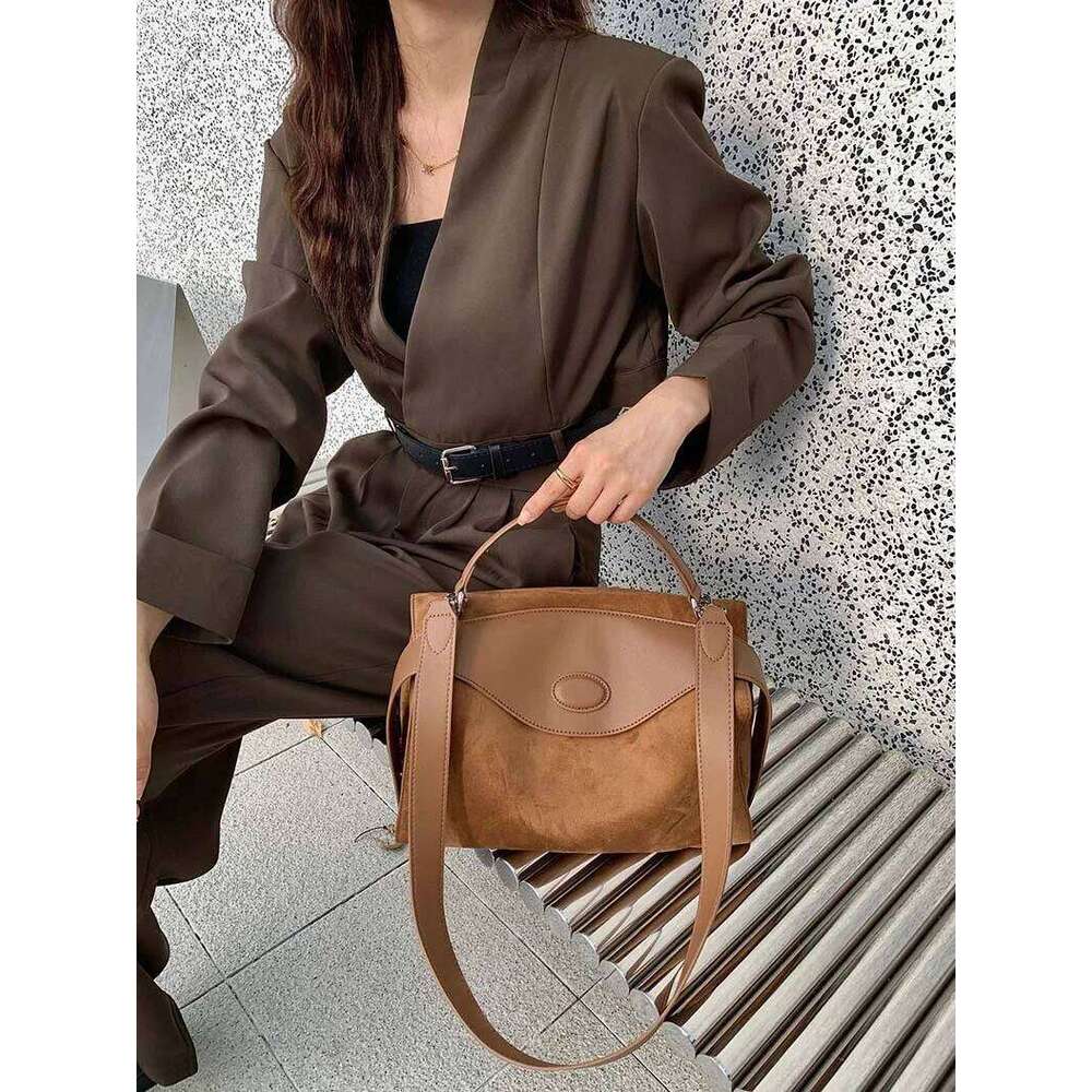 Hot Selling Suede Leather Boston Pillow Quality Women's Designer Patchwork Shoudler Bags Commuter Crossbody Bag Large Capacity
