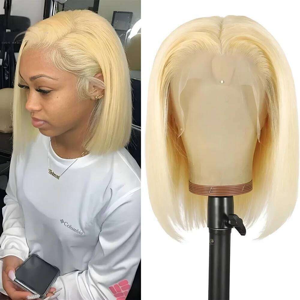 Blonde Human 613 Lace 5x5 13x6 HD Transparent lace Front Bob Wig Pre Plucked With Baby Hair for Women