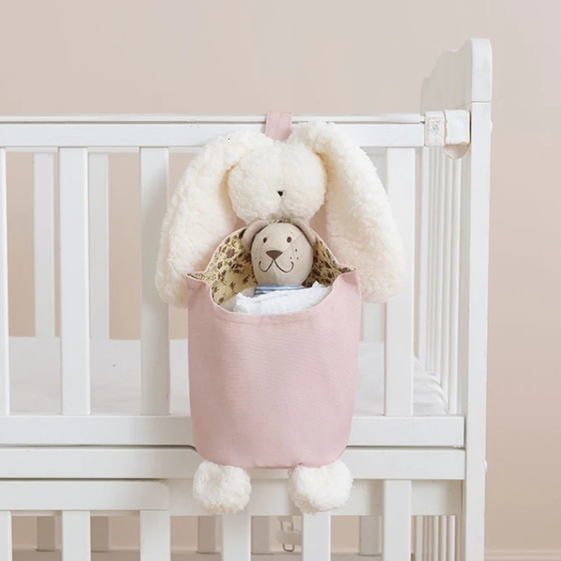 Baby Crib Storage Bag Cotton Cartoon plush rabbit shape Pouch born Bed Headboard Organizer for Bedding Diaper Toys 250517z