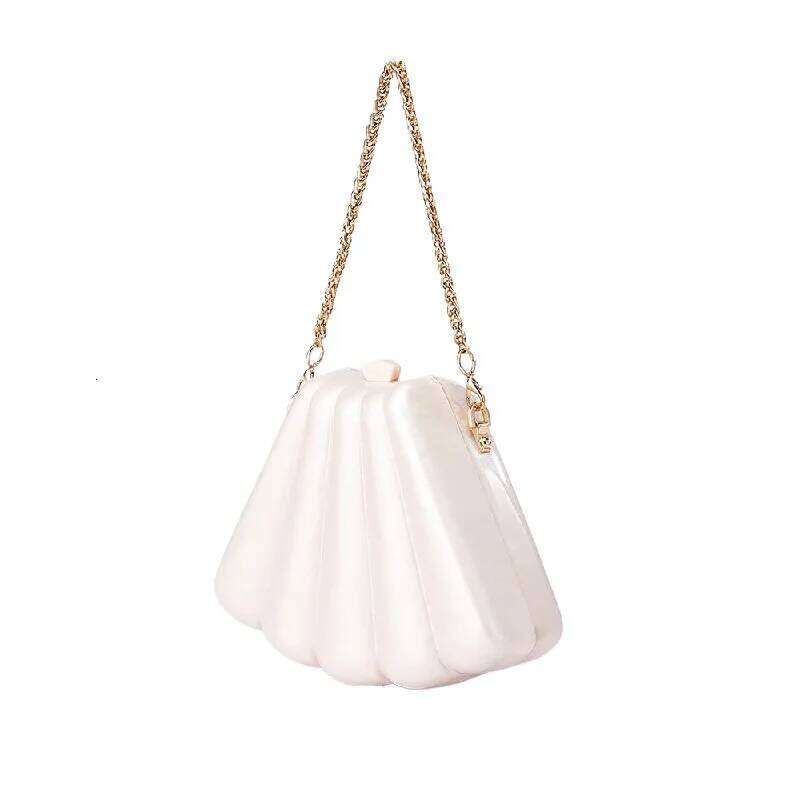 Evening Party Shoulder Acrylic Crossbody Bag Shell Clutch Fashion Wedding New Womens Pink Purse Custom Name Milky White