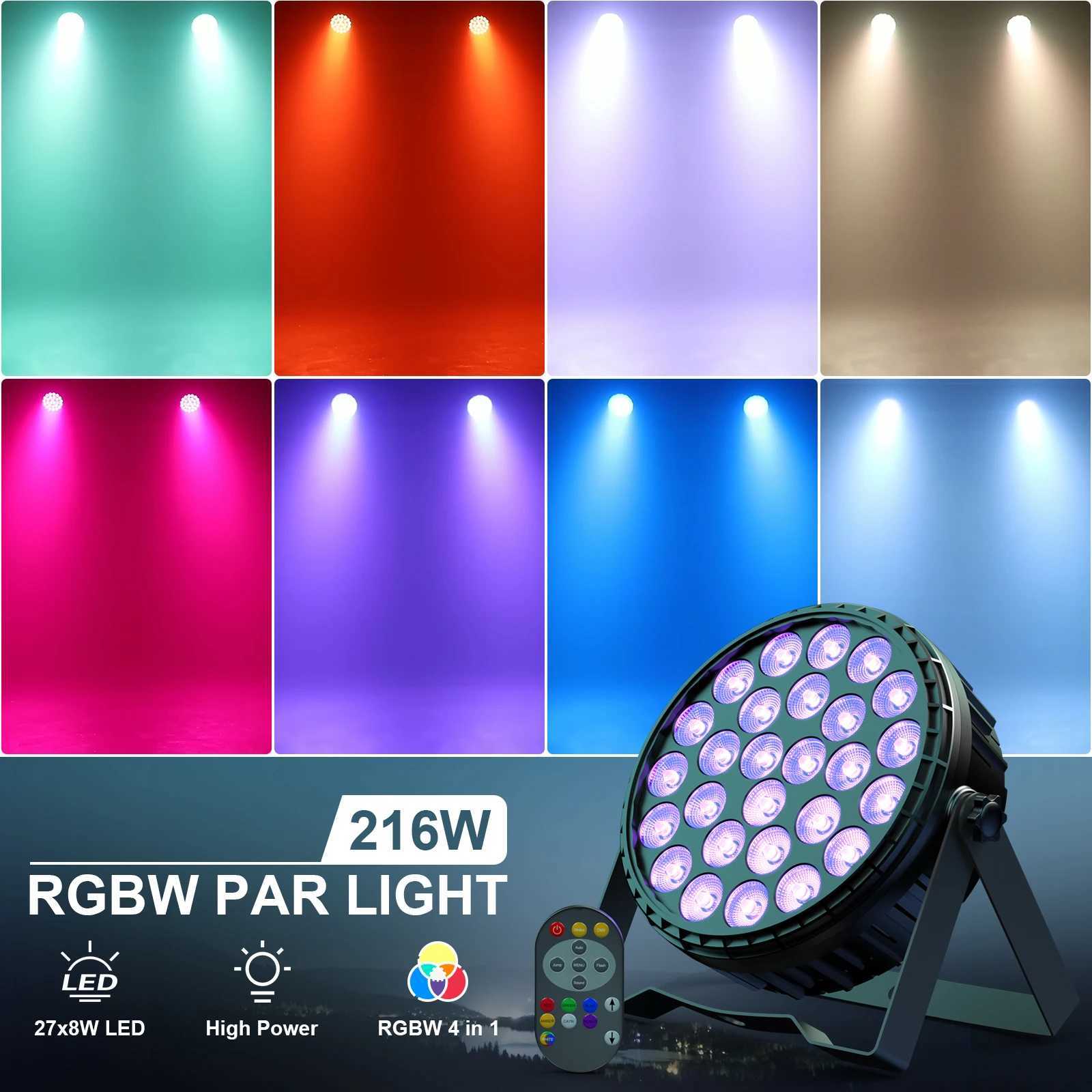 UKing 4PCS LED Flat Par Lighting 27x8W 4IN1 RGBW LED Par Light DMX512 Stage Light Effect for DJ Disco Bar Concert Christmas XJ250527