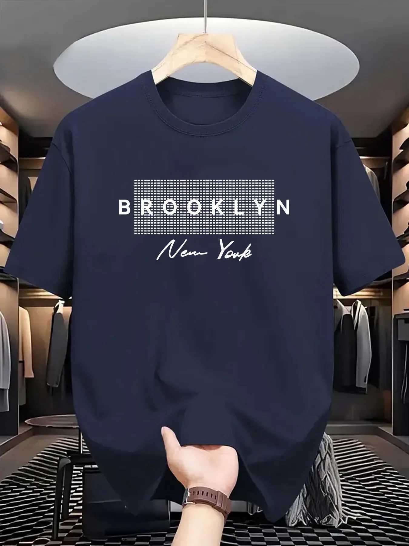 Brooklyn NY Mens T-Shirt 100% Polyester Style T-Shirt Crew Neck Slightly Stretchy Fabric Summer Casual Short Sleeve Top Z250527