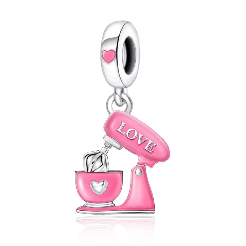 FewDook 2025 Pink Series Dangle Perfume Bottle High Heel Mask Cake Blender Handbag Pendent Charm Fit Original Pan Bracelet Accessories Jewelry Designe