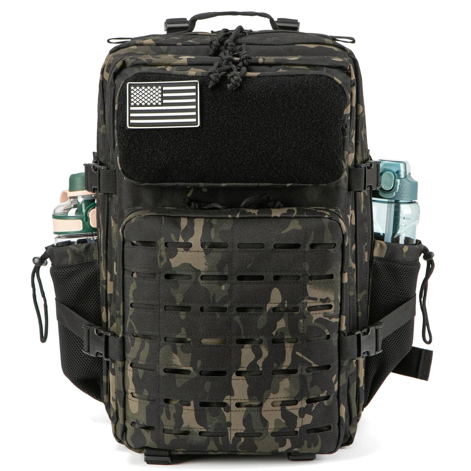 Tactical Backpack Outdoor for Women/men Laser Cut Molle Hiking 3Day pack School Bag Gym Rucksack with Dual Cup Holder