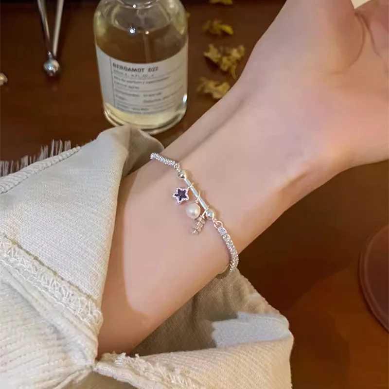 Foxanry Sparkling Zircon Purple Star Bracelets For Women Girl Exquisite Sweet Creative Elegant Trendy Wedding Bride Jewelry Gift W250526