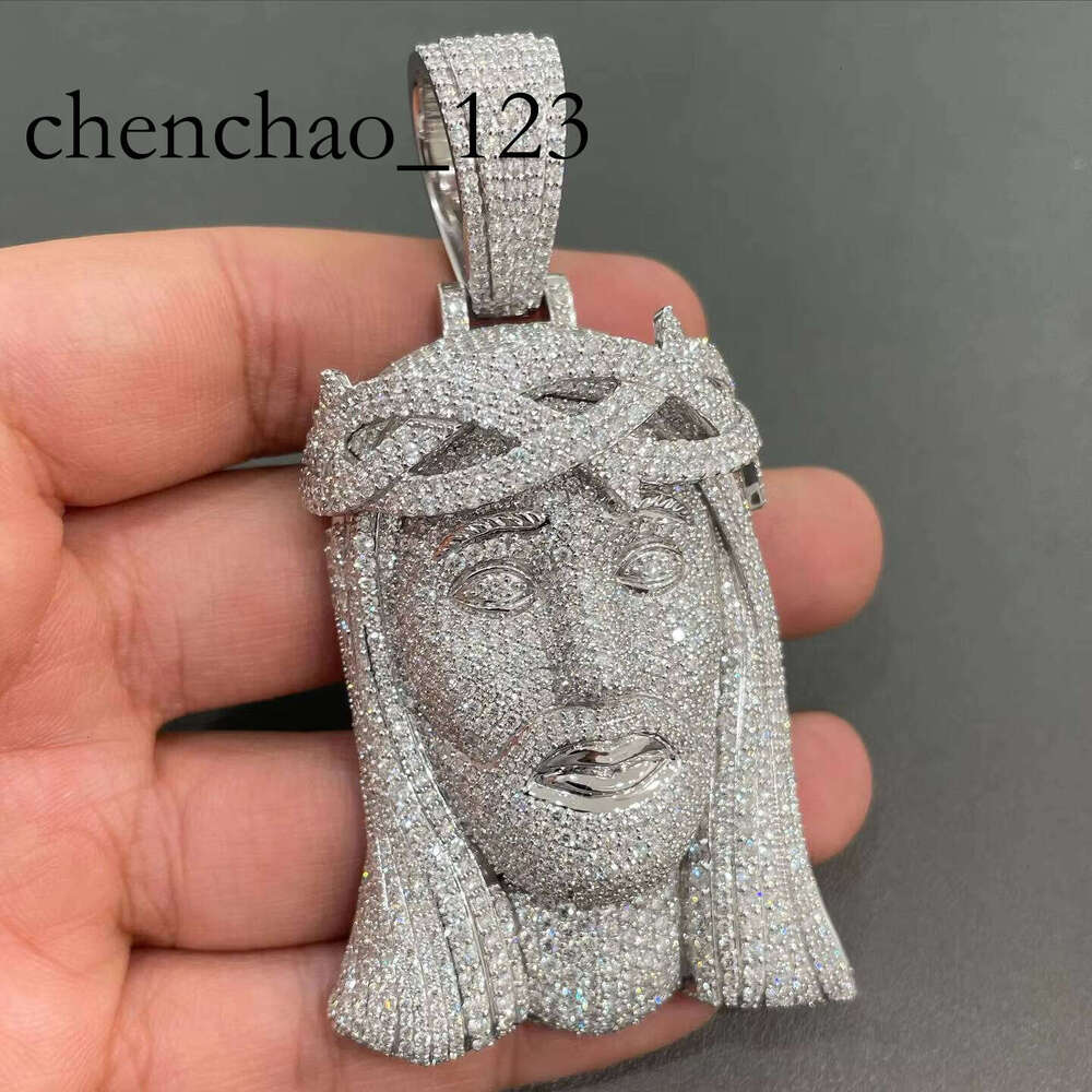 Custom Hip Hop Iced Out Jesus Faced Moissanite in Sterling Sier for Men & Women Fashion Necklace Pendant Jewelry