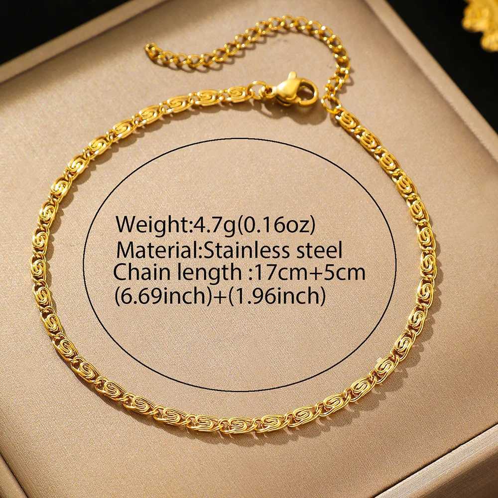 FTCY Stainless Steel Chain Bracelet for Women Gold Color Lightweight Luxury Womens Bracelet Foot Ankle Jewelry Accessories W250526