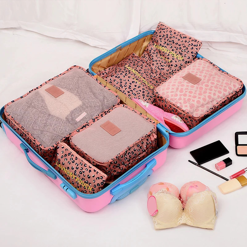 6pcs Travel Organizer Set Suitcase Storage Bag Portable Clothes Underwear Shoes Cubes For Travels Makeup Bags Luggage Organizers 250526