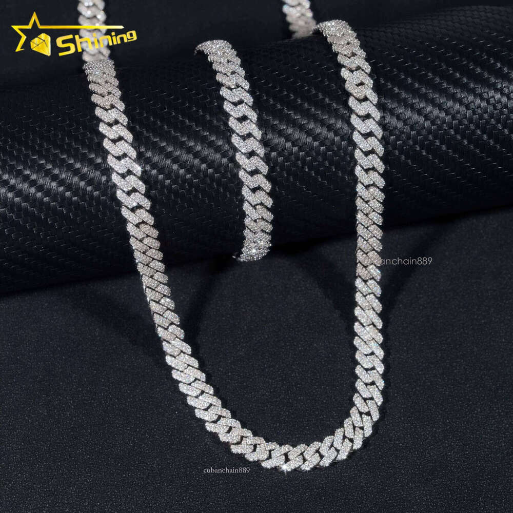 Stocks 8MM Sterling Sier Gold Plated New Arrivals Hip Hop VVS D Color Moissanite Cuban Link Chain
