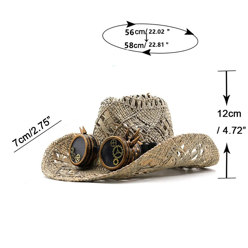 Spring Summer Hand-Knitted Rolled Brim Malangrass Straw Hat Women Men Hollow Ethnic Style Cowboy Hat Outdoor Sun Protection Hat 250526