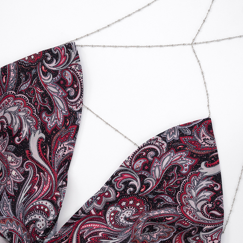 Chic Leopard Patterned Womens Cami with Chains Detailing Ideal For Night Outwear