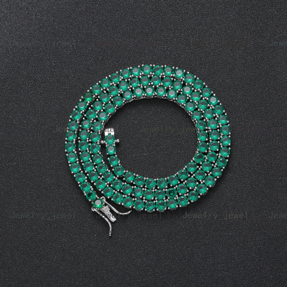 Wholesale Gold Plated Emerald Brass Diamond Necklace Hypoallergenic Womens Moissanite Necklace