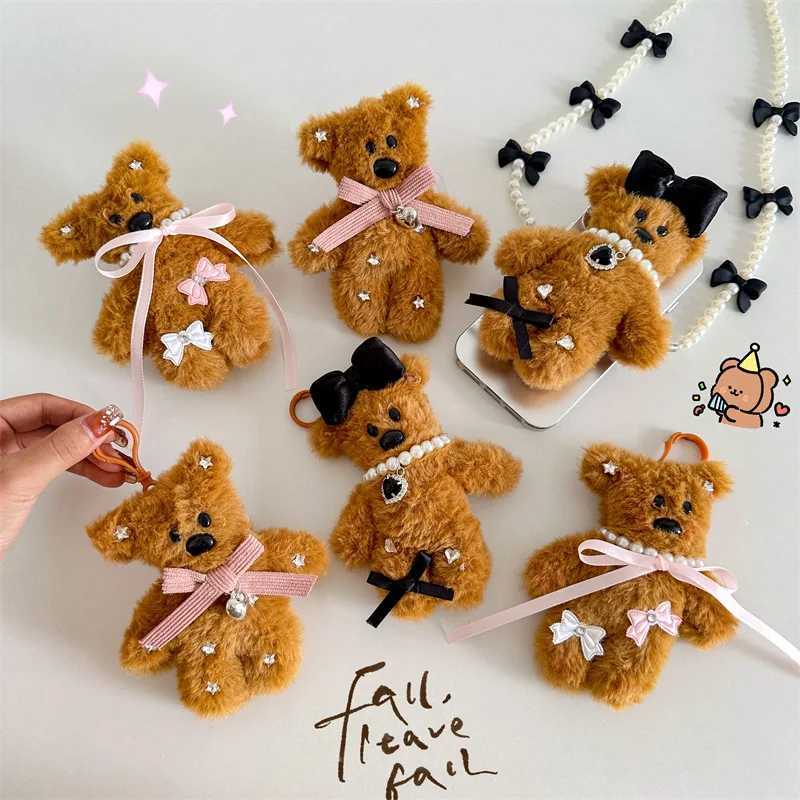 15cm Lovely Bear Doll Plush Keychain Fashion Maillard Bear Backpack Pendant Cute Girls Women Bag Accessories Car Keyring Gifts W250526
