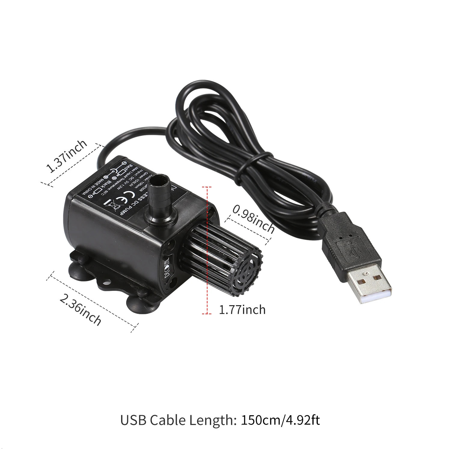 DC 5V Fountain Pump USB Brushless Water Oil Pump Micro Brushless Submersible Pond Fountain Pump 150L/H 1.2W Lift 3.28ft 250523