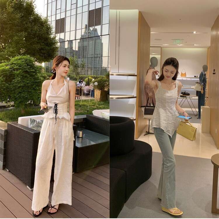 Grape Mom Same Heel Height 6cm ~ French Clip-Toe Fairy Style Outdoor Thin Strap Wedge Sandals