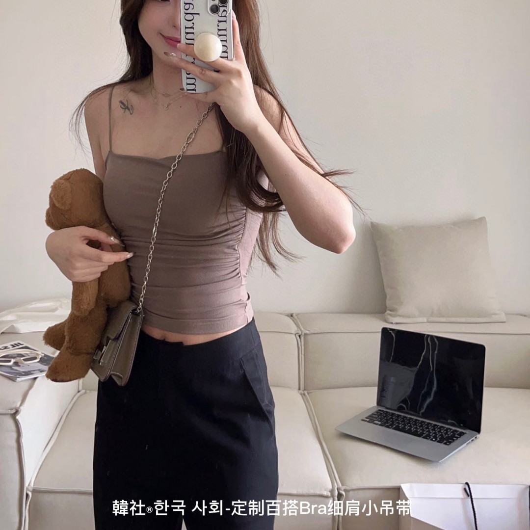 GC130 New style breast pad integrated tube top pleated slim vest outer wear female bottoming