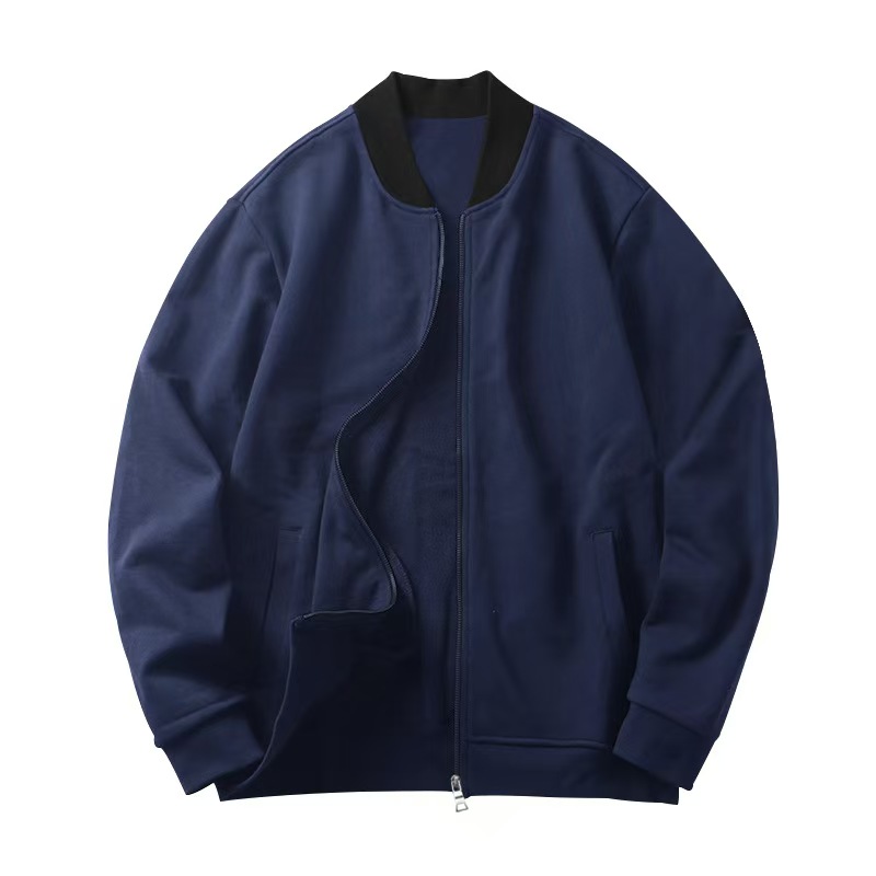 Mens suits Designer long two-piece set New solid color jacket for men Fall and spring drop-shoulder trendy turn-down stand collar plus size men's