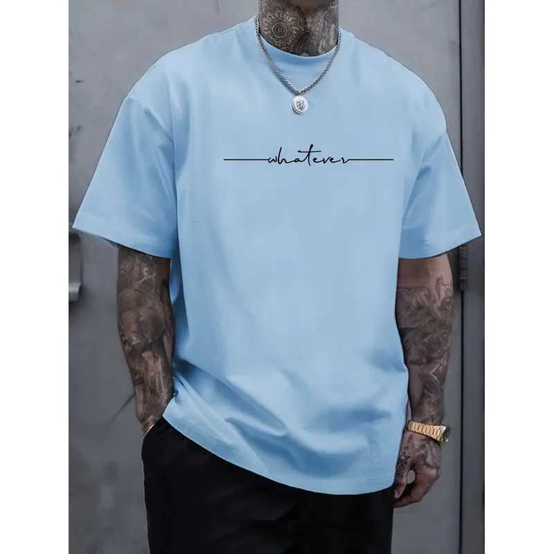 Summer Mens Casual Loose Large Size Letter Pattern Printed Comfortable Sports Round Neck Short Sleeve T-shirt Top Z250527