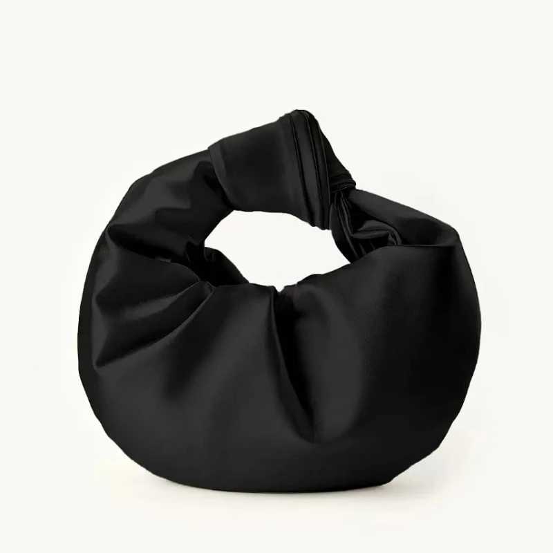 French Design Pleated Satin Knotted Bag Womens Sweet Cloud Handbag Ladies Soft Wedding Evening Bags Prom Party Hot Pink Bags W250527
