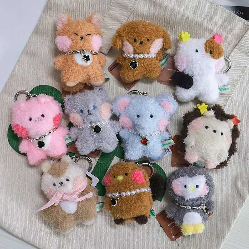 Cartoon Animal Mini Plush Doll Keychain Furry Hedgehog Pendant Keychain Cute Fox Stuffed Keychain Kawaii Keyring Gifts Wholesale W250526