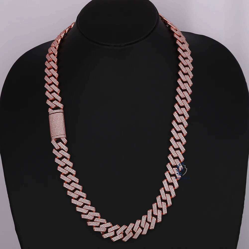 VVS Moissanite Cuban Link Chain 18mm Sterling Sier Iced Out Mens Necklace Pass Dia Tester