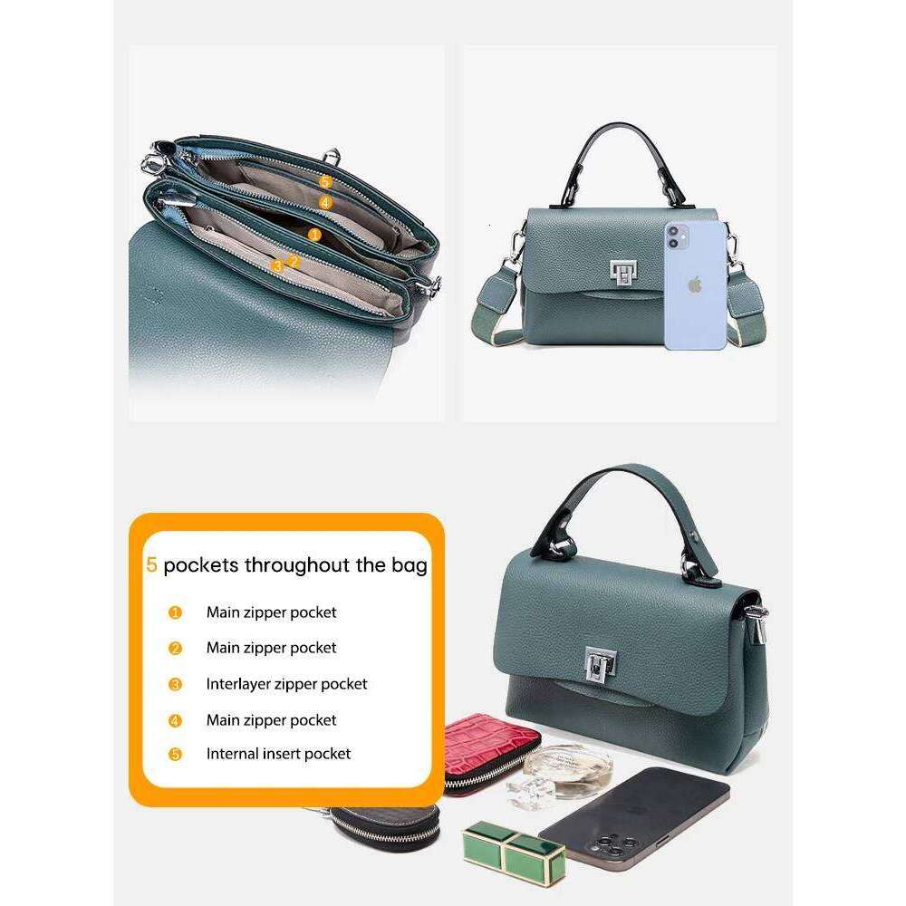 Women's Bags Designer Zency Genuine Leather Top-Handle Bag For Ladies Fashion Envelope Bags Designer Shoulder Handbag Crossbody Large Capacity