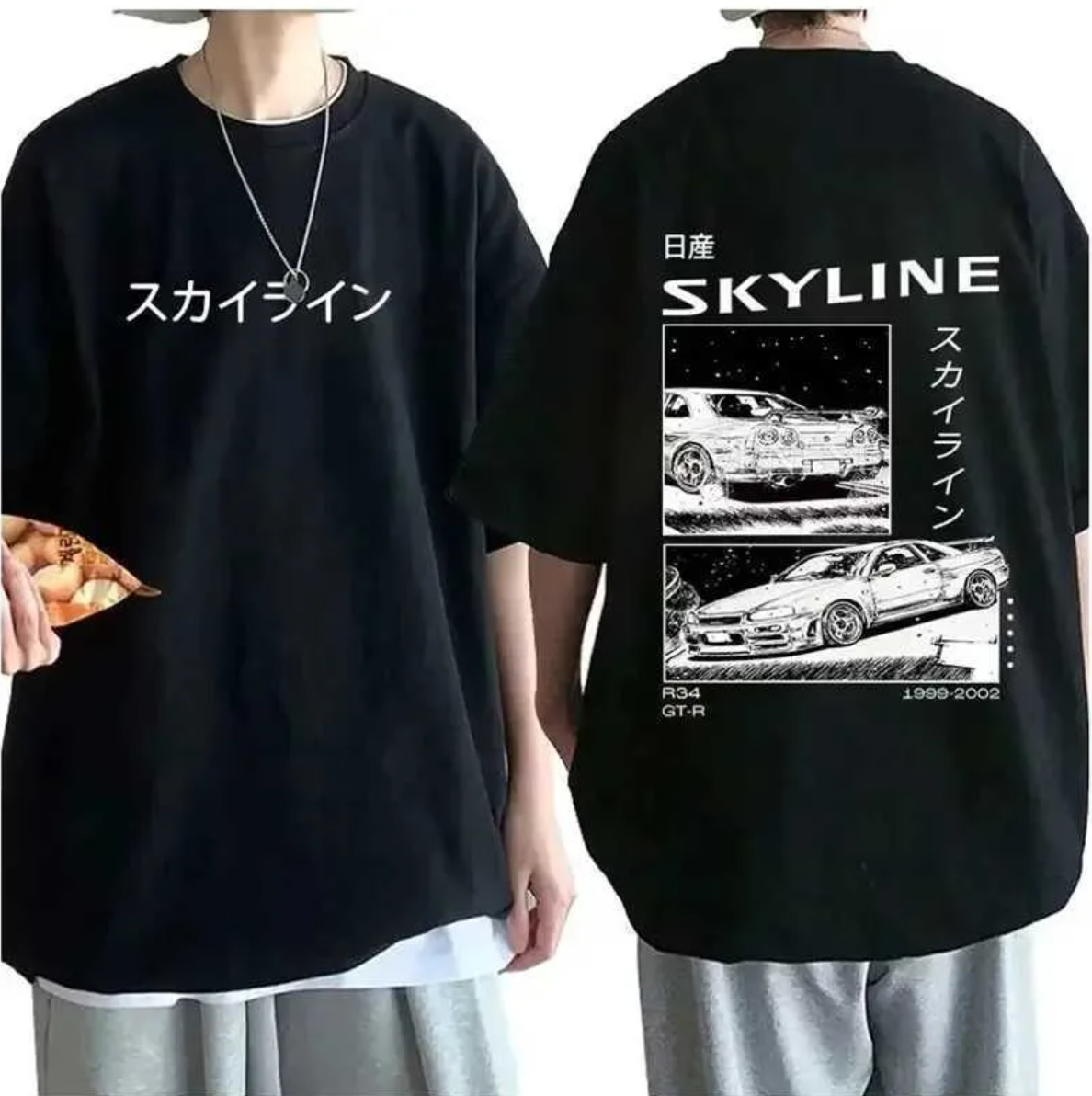 Men's T-Shirts Mens Cotton T-shirt Japan Anime AE86 Print Short Slve Summer Casual Unisex T R34 Skyline GTR JDM Drift Car Oversized Tops Graphic 