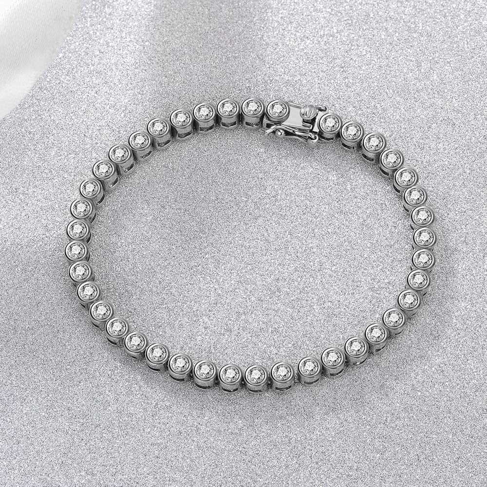 2/3mm Gra Certified Moissanite Tennis Bracelet for Women 925 Sterling Silver Round Bubble Bezel Setting Diamond Bracelets Bangle W250526