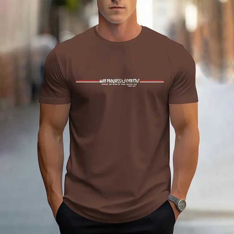 New Summer Mens Short Sleeve T Shirt Summer Breathable Round Neck Inspirational Quotes Letter Printed Top Fashion Streetwear Z250527