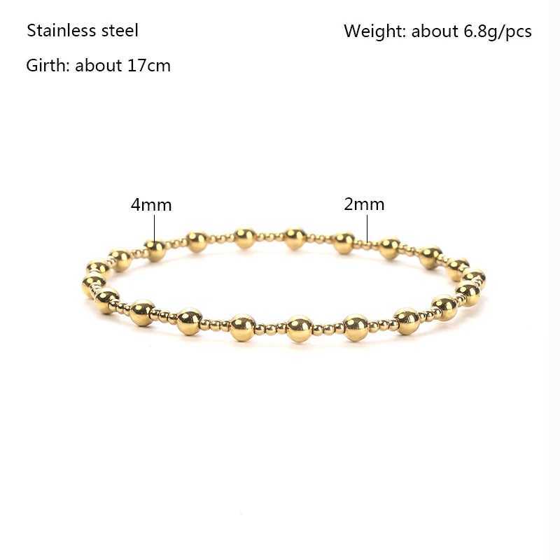 High-Quality Metal Stainless Steel Smooth Ball Waterproof Jewelry Exquisite Mini Beaded Elastic Bracelet Womens Daily gifts W250526